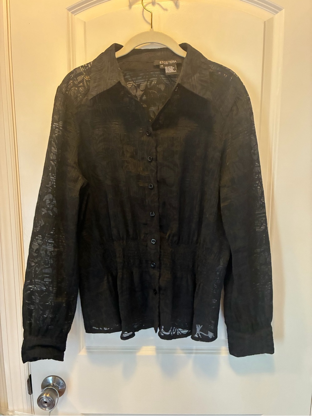 Etcetera Black Sheer Button-Front Blazer